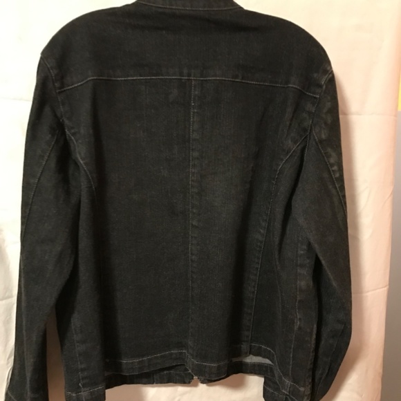 Chicos Platinum black denim jacket size 2 or conventional size  12 - Picture 2 of 3